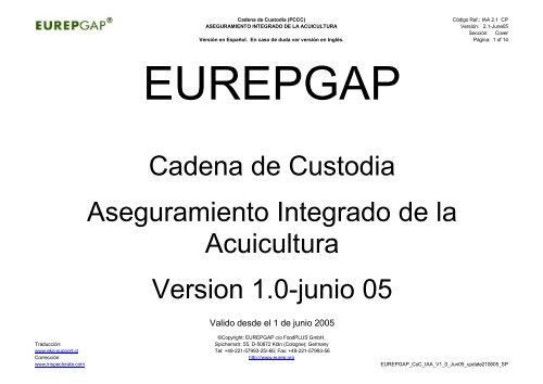 Cadena de Custodia Aseguramiento Integrado de la ... - GlobalGAP