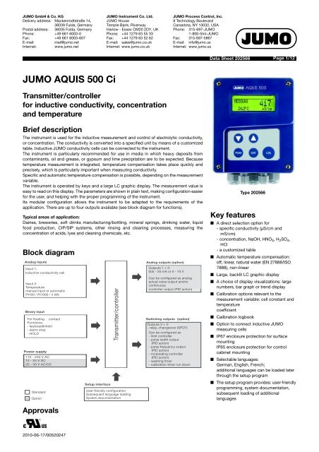 JUMO AQUIS 500 Ci