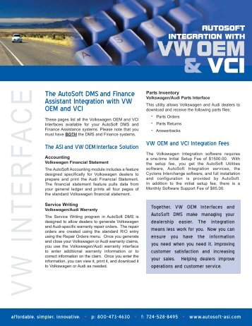 VW OEM & VCI Interface - AutoSoft Inc.