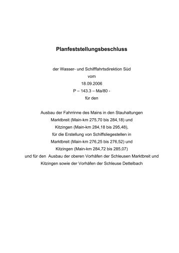 Planfeststellungsbeschluss - SÃ¼d - Wasser- und ...