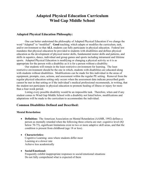Adapted Physical Education Curriculum Thenewpe