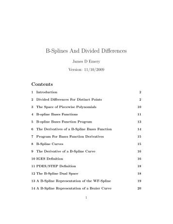 B-Splines And Divided Differences - STEM2