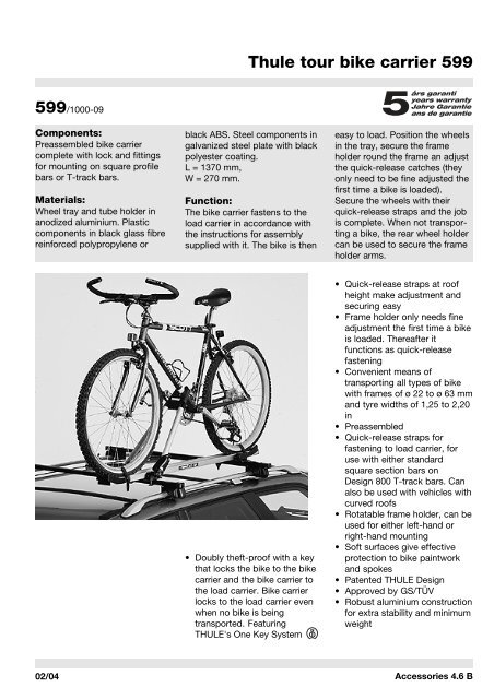 Thule tour bike carrier 599