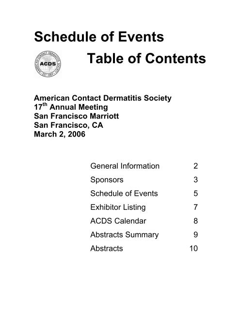 2006 Abstracts - American Contact Dermatitis Society