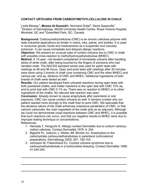 2006 Abstracts - American Contact Dermatitis Society