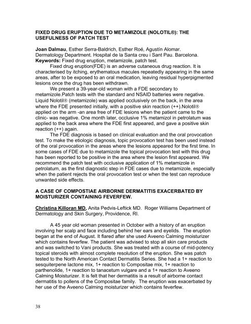 2006 Abstracts - American Contact Dermatitis Society