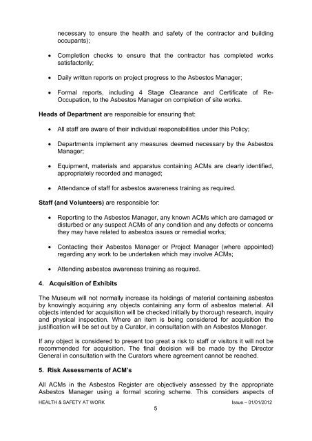 Asbestos Policy v1 Jan 2012 - Royal Air Force Museum