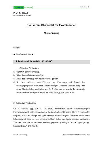 Klausur im Strafrecht für Examinanden - CF Müller Campus