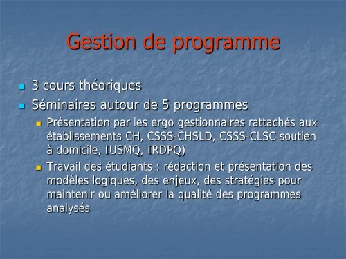 Les cours de la maÃ®trise par