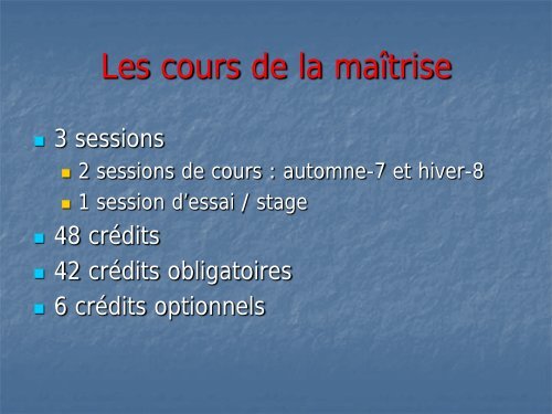 Les cours de la maÃ®trise par