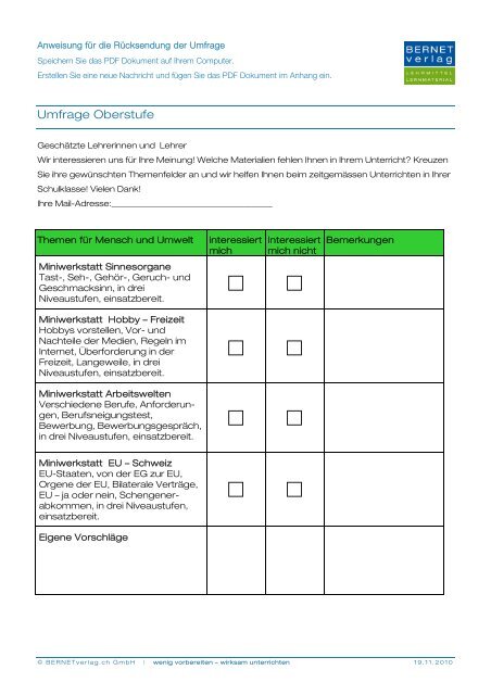 Umfrage Oberstufe