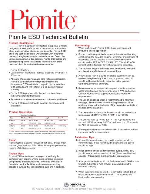 Pionite Laminate Cross Reference Chart