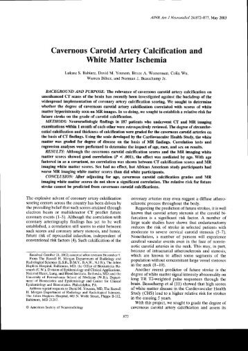 Cavernous Carotid Arterv Calcification and White ... - Neuroradiology