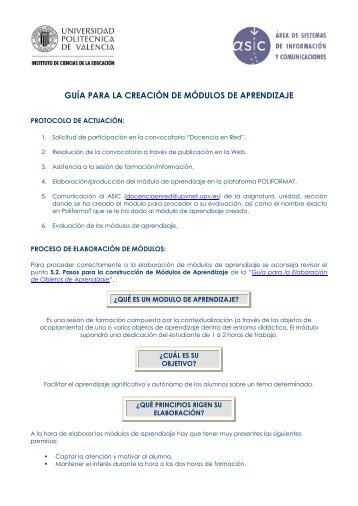 Guía para la creación de módulos de aprendizaje