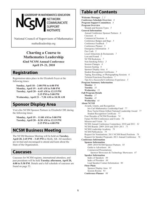 Charting a Course to Mathematics Leadership - NCSM