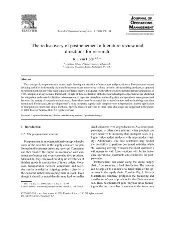 The rediscovery of postponement a literature review and ... - Latec