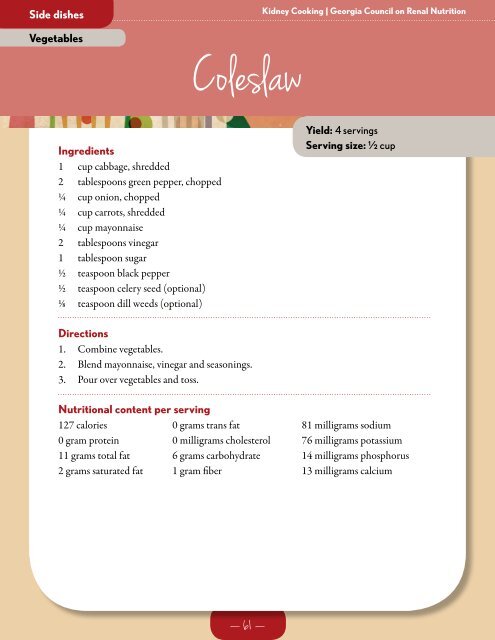 A Family Recipe Book for Kidney Patients - National Kidney ...