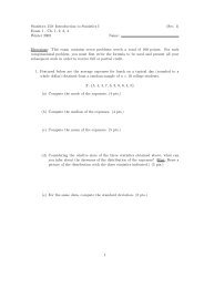 Statistics 150: Introduction to Statistics I (Sec. 1) Exam 1 - Ch. 1, 2, 3 ...