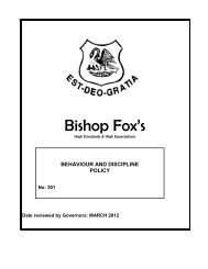 Bishop Fox's Behaviour & Discipline Policy (pdf) - Bishop Fox's School