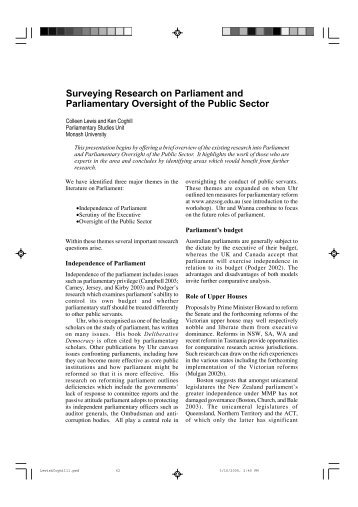 Surveying Research on Parliament and Parliamentary Oversight of ...