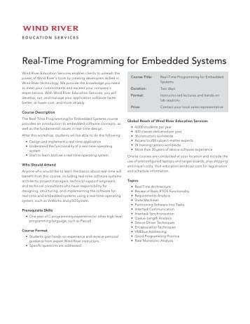 Real-Time Programming for Embedded Systems - Wind River