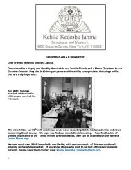 1 December 2012 e-newsletter - Kehila Kedosha Janina