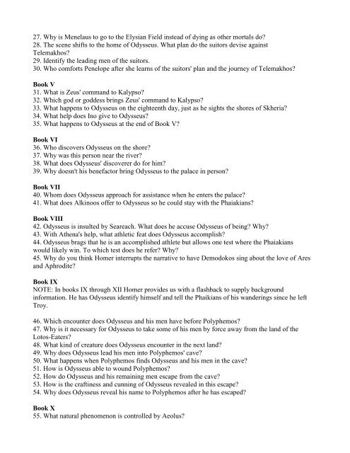 The Odyssey Study Guide