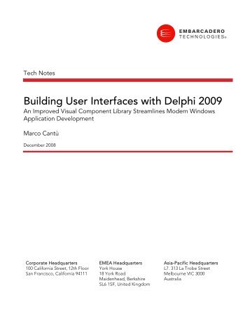 Building User Interfaces with Delphi 2009 - Embarcadero