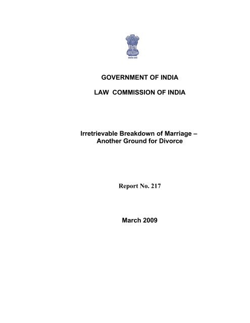 217th Report on Irretrievable Breakdown of Marriage - Law ...