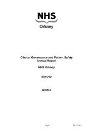 Clinical Governance and Patient Safety Annual Report NHS Orkney ...