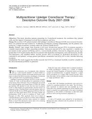 Multipractitioner Upledger CranioSacral Therapy: Descriptive ...