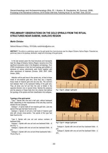 Preliminary observations on the gold spirals from the ritual structures ...