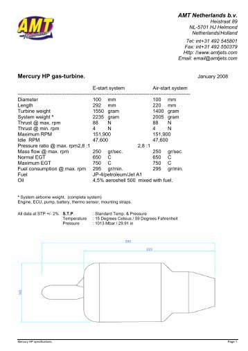 AMT Netherlands b.v. Mercury HP gas-turbine. - Jet-Tech