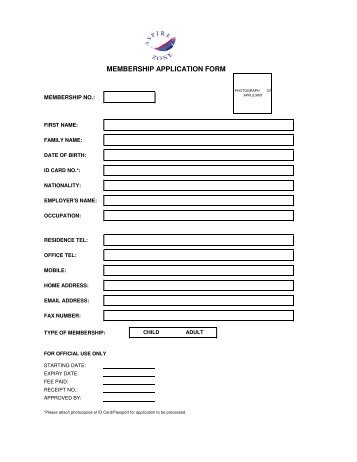 Membership Application Form - Aspire Zone