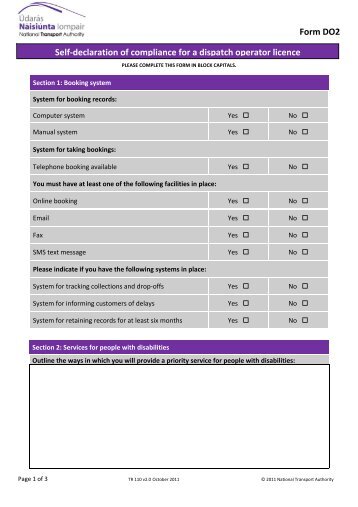 Form DO2 Self-declaration of compliance for a dispatch operator ...