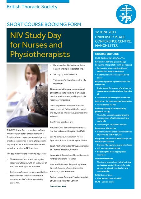 NIV Study Day for Nurses and Physiotherapists - British Thoracic ...