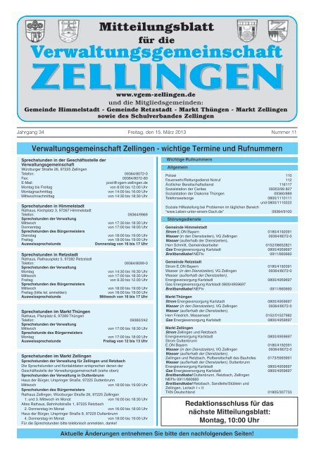 Verwaltungsgemeinschaft Zellingen Wichtige Termine Retzstadt