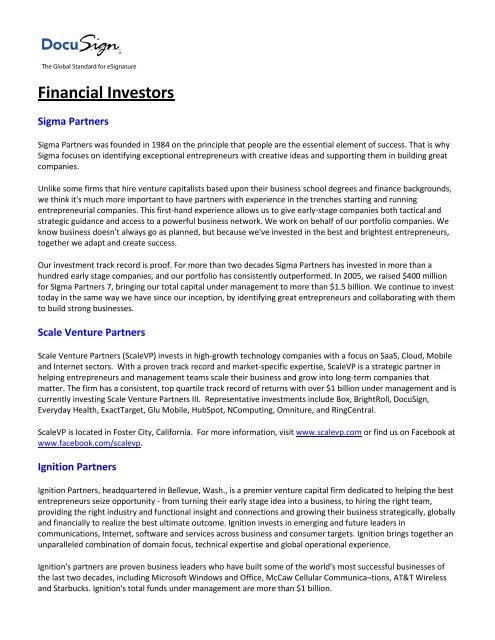 Financial Investors - DocuSign