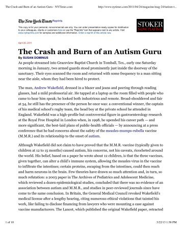 The Crash and Burn of an Autism Guru - NYTimes.com