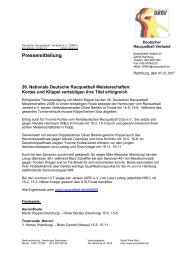 Pressemitteilung - Deutscher Racquetball Verband e.V