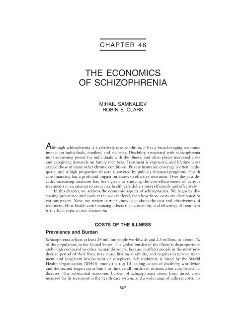 CLINICAL HANDBOOK OF SCHIZOPHRENIA