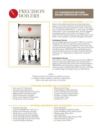 CF Condensate Return/Boiler Feedwater Systems - Precision Boilers