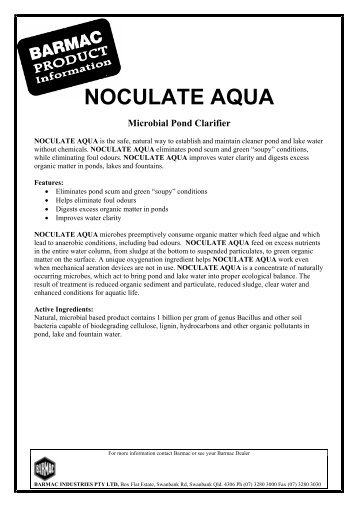 NOCULATE AQUA Microbial Pond Clarifier - Barmac