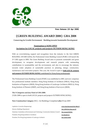 Press Release - The Professional Green Building Council