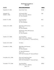 Complete List of All 2006 - 2007 Maryland Swim Meets for Printing