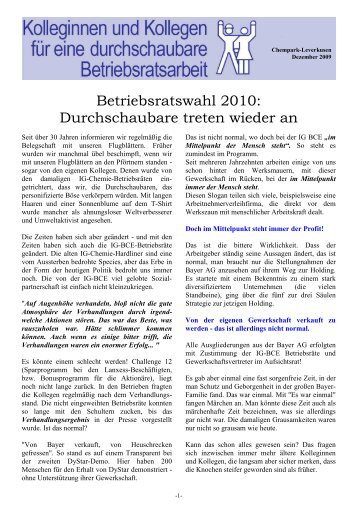 Betriebsratswahl 2010: Durchschaubare treten wieder an