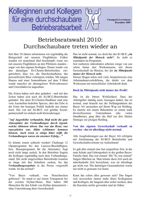 Betriebsratswahl 2010: Durchschaubare treten wieder an