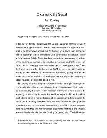 2007 'Social Organising'. Philosophy of ... - Pauldowling.me