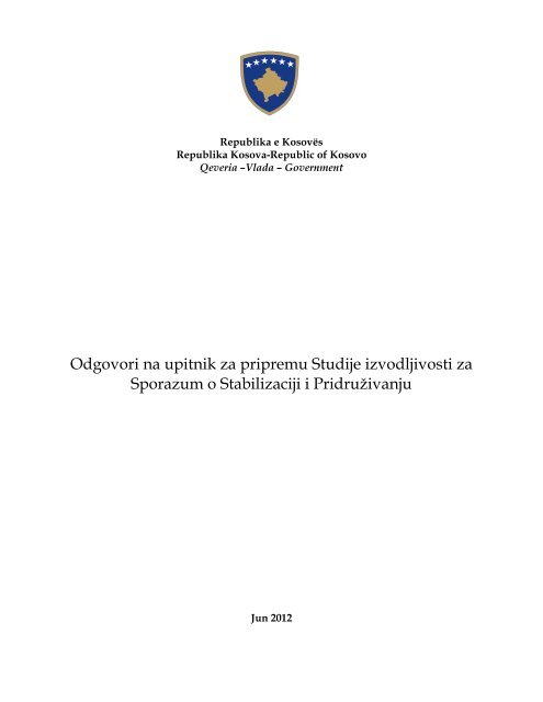 Odgovori na upitnik za pripremu Studije izvodljivosti za Sporazum o ...