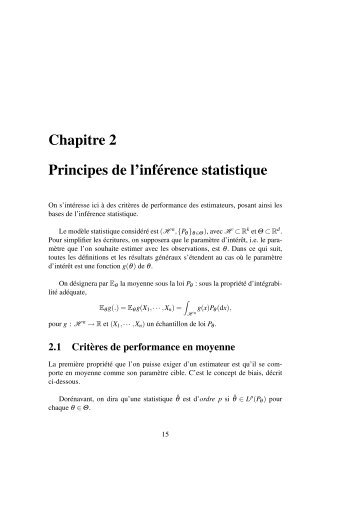 Chapitre 2 Principes de l'infÃ©rence statistique - ENS de Cachan ...